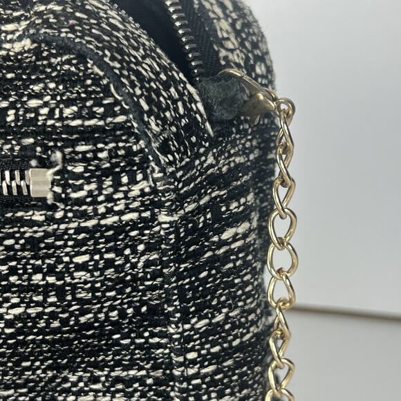 AllSaints Cotton Chain Crossbody Bag Knit Lamb Leather Trim - Picture 9 of 14